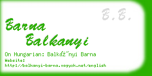 barna balkanyi business card